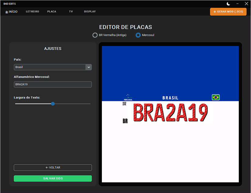 Gerador de placas do B4D Edits